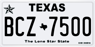 TX license plate BCZ7500