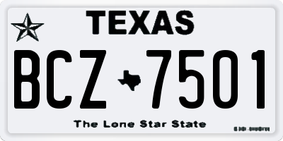 TX license plate BCZ7501