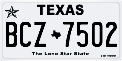 TX license plate BCZ7502