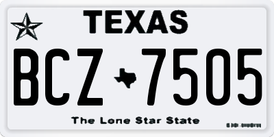TX license plate BCZ7505