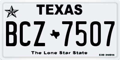 TX license plate BCZ7507