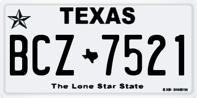TX license plate BCZ7521