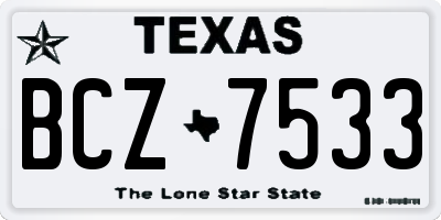 TX license plate BCZ7533