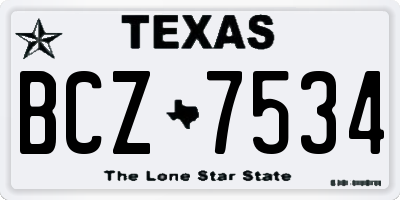 TX license plate BCZ7534