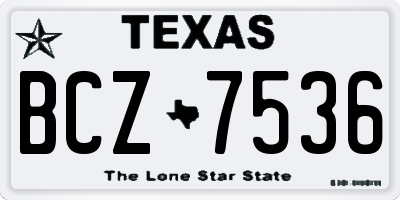 TX license plate BCZ7536
