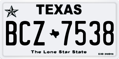 TX license plate BCZ7538