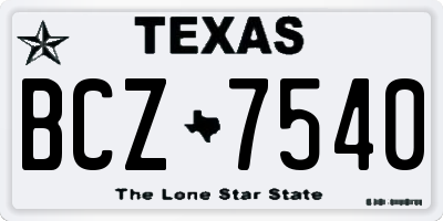 TX license plate BCZ7540