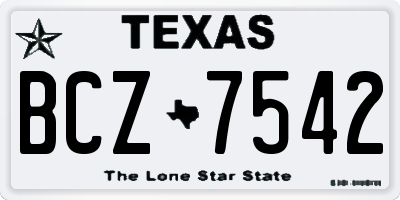 TX license plate BCZ7542