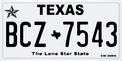 TX license plate BCZ7543