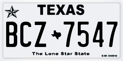 TX license plate BCZ7547