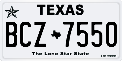 TX license plate BCZ7550