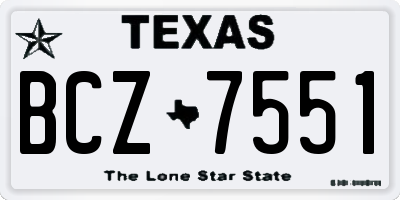 TX license plate BCZ7551