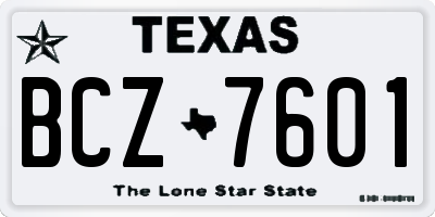 TX license plate BCZ7601