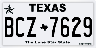 TX license plate BCZ7629