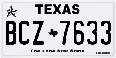 TX license plate BCZ7633