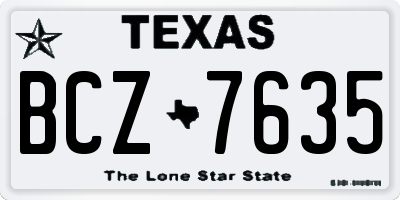 TX license plate BCZ7635