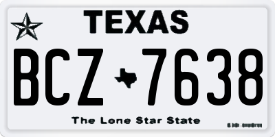 TX license plate BCZ7638