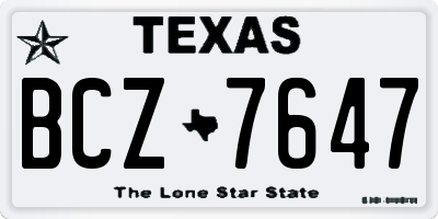 TX license plate BCZ7647