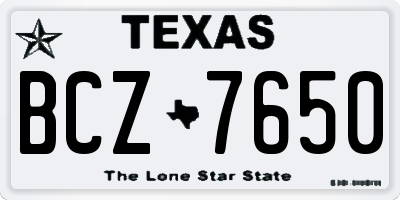 TX license plate BCZ7650