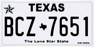 TX license plate BCZ7651