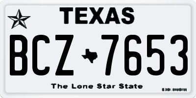 TX license plate BCZ7653