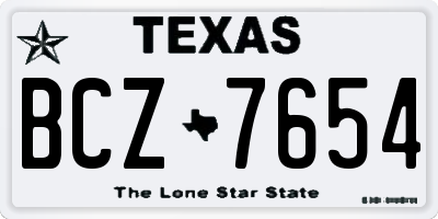 TX license plate BCZ7654
