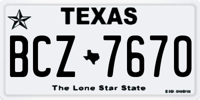 TX license plate BCZ7670