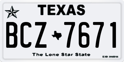 TX license plate BCZ7671