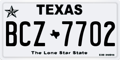 TX license plate BCZ7702
