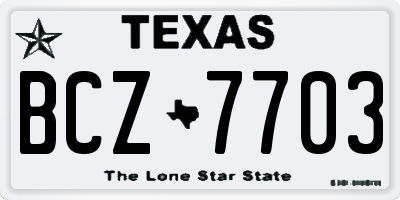 TX license plate BCZ7703