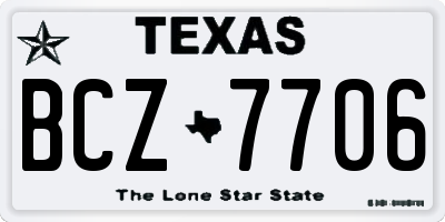 TX license plate BCZ7706
