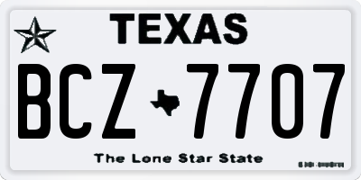 TX license plate BCZ7707