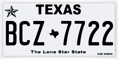 TX license plate BCZ7722