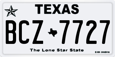 TX license plate BCZ7727
