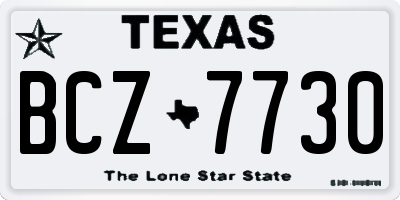 TX license plate BCZ7730