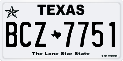 TX license plate BCZ7751