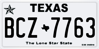 TX license plate BCZ7763