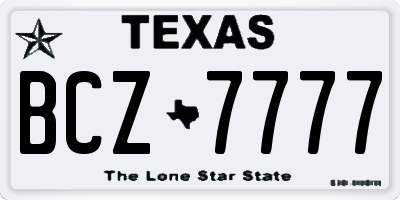 TX license plate BCZ7777