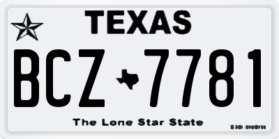 TX license plate BCZ7781