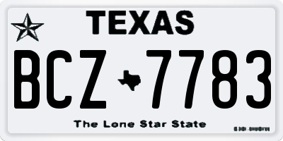 TX license plate BCZ7783