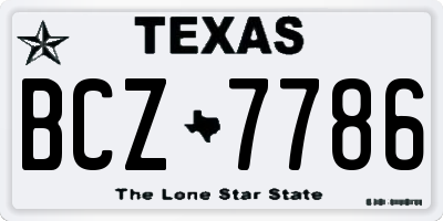 TX license plate BCZ7786