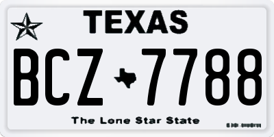 TX license plate BCZ7788