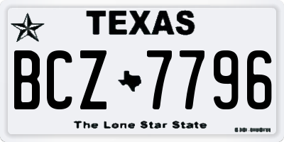 TX license plate BCZ7796