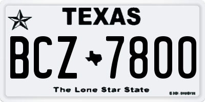 TX license plate BCZ7800
