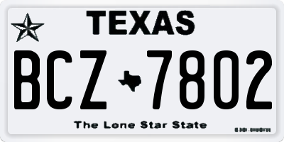 TX license plate BCZ7802