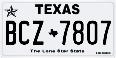 TX license plate BCZ7807