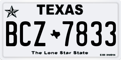 TX license plate BCZ7833