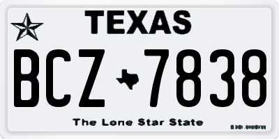 TX license plate BCZ7838