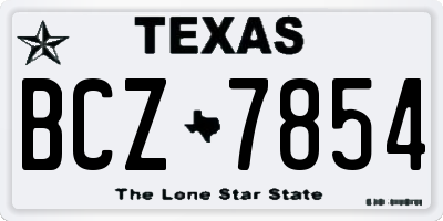 TX license plate BCZ7854