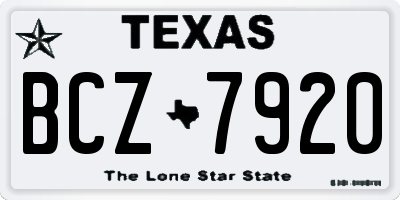 TX license plate BCZ7920